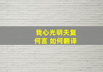 我心光明夫复何言 如何翻译